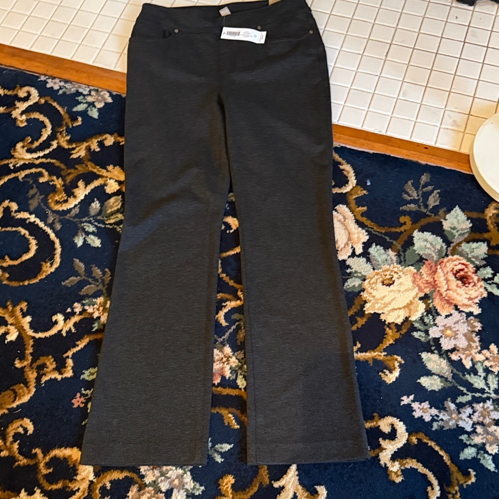 Chico's Charcoal Gray pull‎ on ponte boot cut. NWT. Retail 120. Paid 69.95